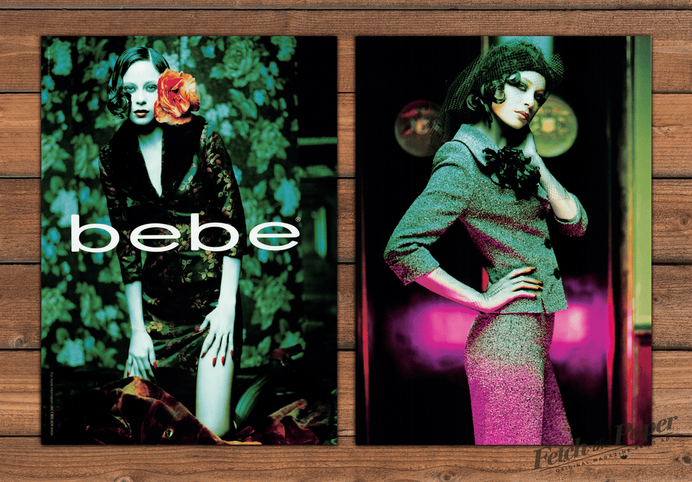 bebe Floral Dress Tweed Suit 1 Page (Front/Back) Print Ad 1997 1990s