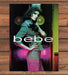 bebe Model in Green Tweed Jacket and Pink Skirt Veil Print Ad 1997 1990s