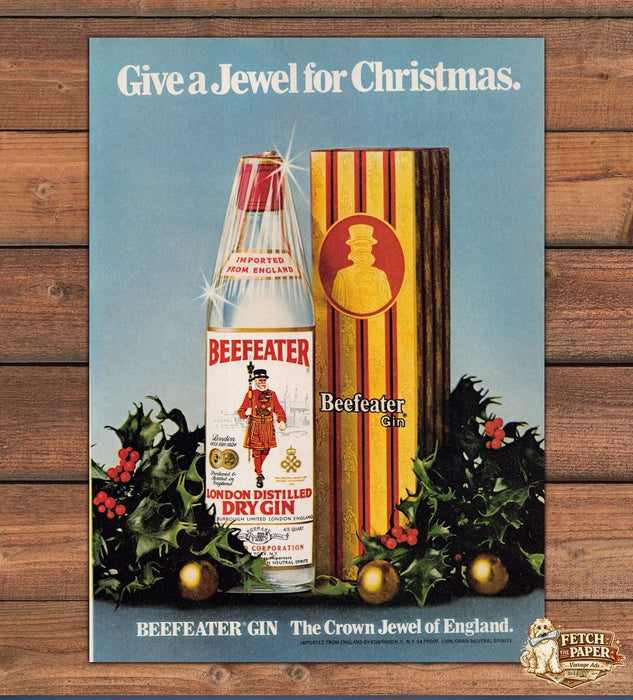 Beefeater Gin Give a Jewel for Christmas Holly England Print Ad 1978 1970s