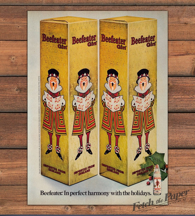 Beefeater Gin Holiday Gift Boxes Yeoman Guard Illustration Print Ad 1977 1970s