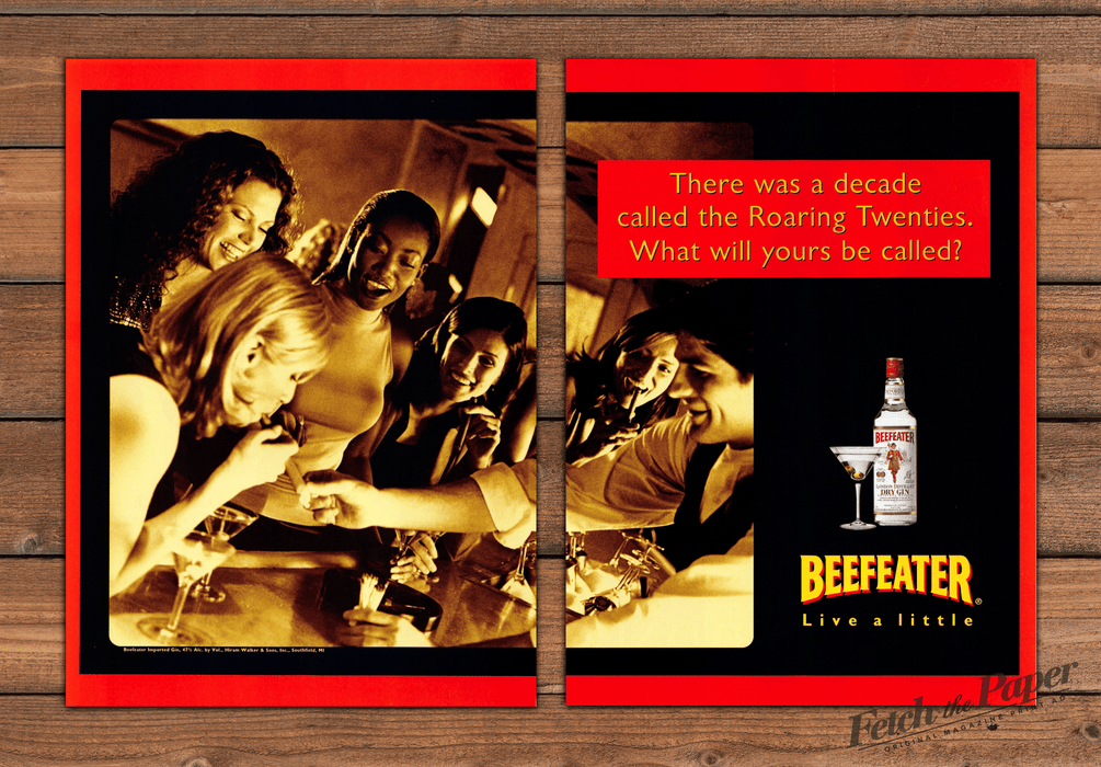 Beefeater "Live a little" Roaring Twenties Martini Print Ad 1997 1990s (2pgs)