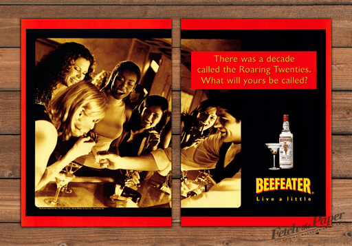 Beefeater "Live a little" Roaring Twenties Martini Print Ad 1997 1990s (2pgs)