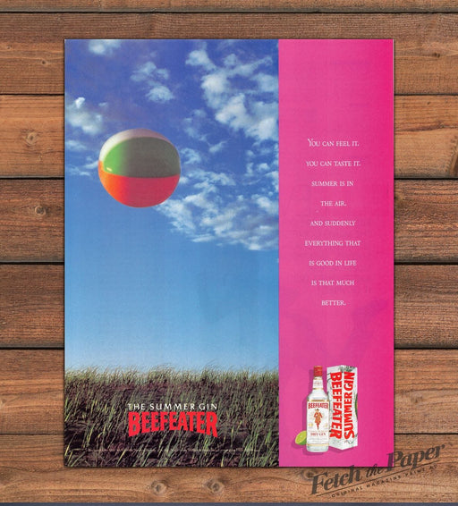 Beefeater "The Summer Gin" Floating Beach Ball Summer Vibe Print Ad 1992 1990s