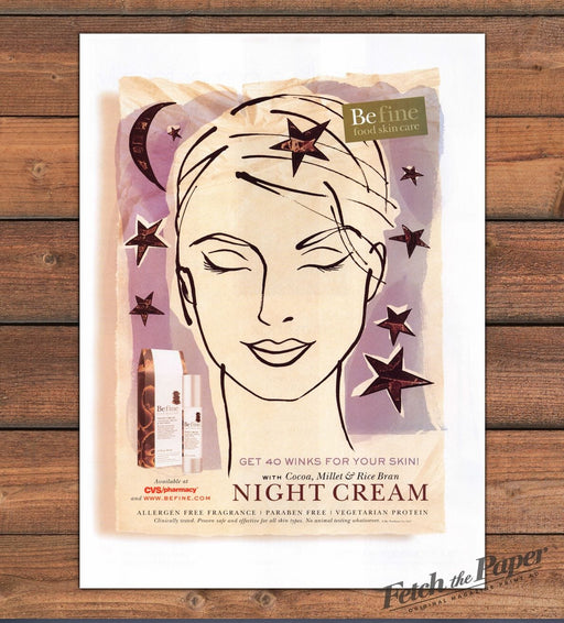 Befine Night Cream Get 40 Winks Stars Moon Sketched Face Print Ad 2007 2000s