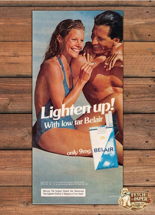 Belair Lighten Up Wet Hair Bikini Smiling Couple Beach Print Ad 1981 1980s