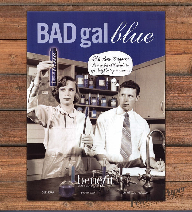 Benefit Bad Gal Blue Mascara "She's Done It Again!" Lab Print Ad 2007 2000s