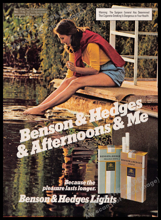 Benson & Hedges Cigarettes Legs Dock Water Feet 1980s Magazine Print Ad 1981