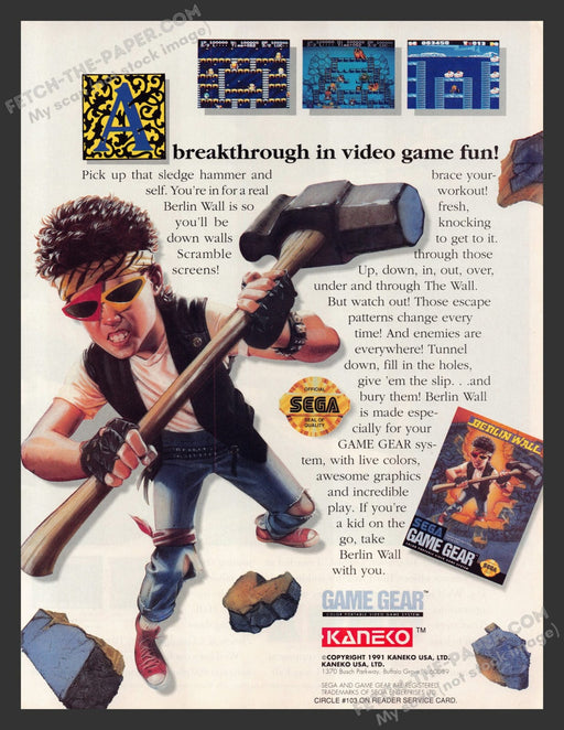 Berlin Wall Sega Game Gear Video Game 1990s Print Advertisement Ad 1991