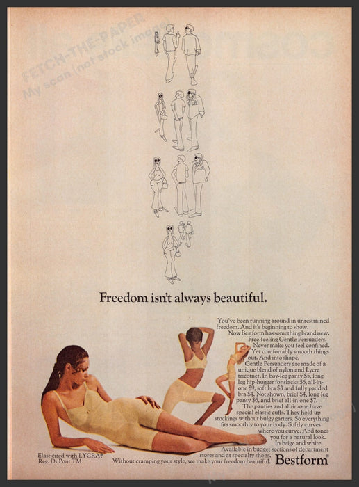 Bestform Shapers 1960s Print Advertisement 1969 All-in-one Spandex