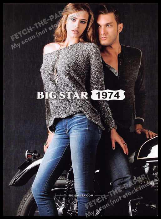Big Star 1974 Jeans 2010s Magazine Print Ad 2013 Motorcycle Couple