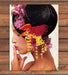 Black Shiny Straw Hat Silk Flowers Orange Bow Finger Magazine Photo 1988 1980s