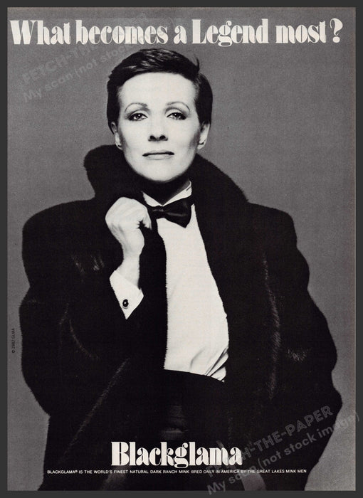 Blackglama Julie Andrews 1980s Print Advertisement Ad 1982 Fetch the Paper!