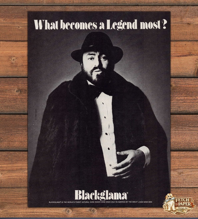 Blackglama Mink Legend Luciano Pavarotti Fur Coat Print Ad 1981 1980s
