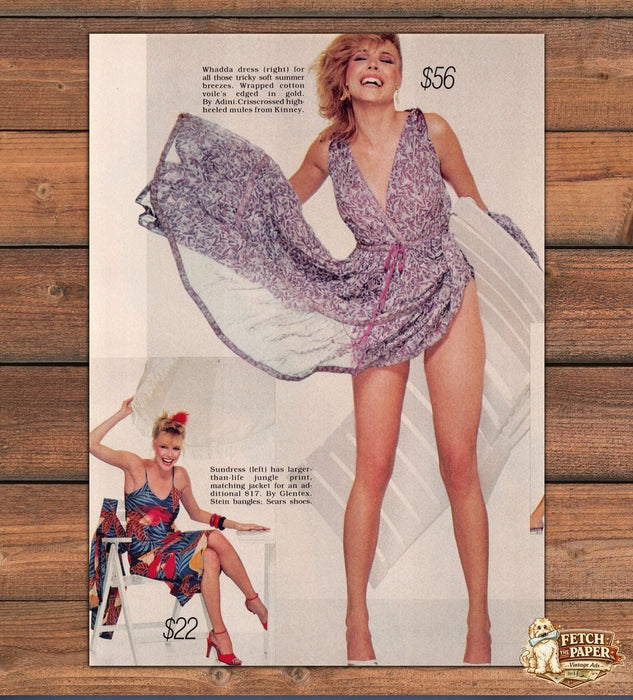 Blondes Jungle Purple Dress Smiling Long Legs Fashion Magazine Photo 1981 1980s