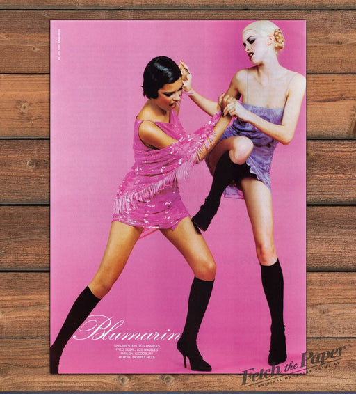 Blumarin Pink Fringe Mini Dresses Black Knee Socks Heels Print Ad 1997 1990s