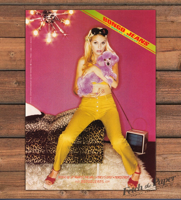 Bongo Jeans Purple Poodle Yellow Pants Platform Heels Print Ad 1997 1990s