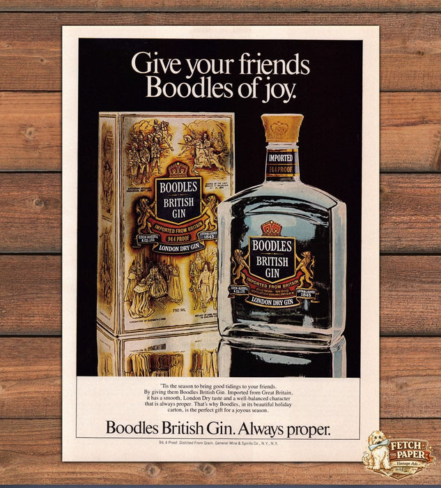 Boodles British Gin Holiday Gift Always Proper Print Ad 1981 1980s