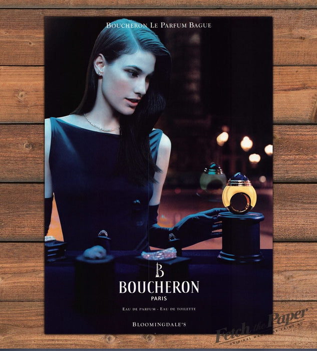 Boucheron Le Parfum Bague Perfume Woman Black Gown Gloves Print Ad 1998 1990s