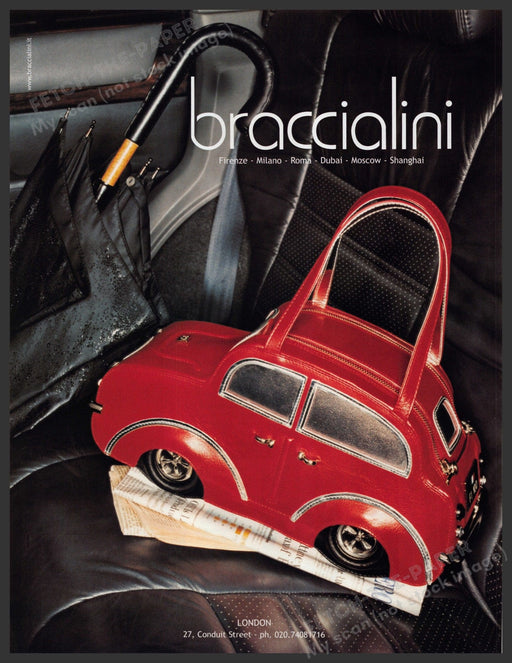 Braccialini Handbag 2000s Print Advertisement 2005 Car London Fetch-the-Paper