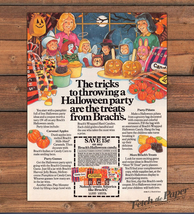 Brach's 1980s Magazine Print Advertisement 1985 Halloween Party Treats Candy