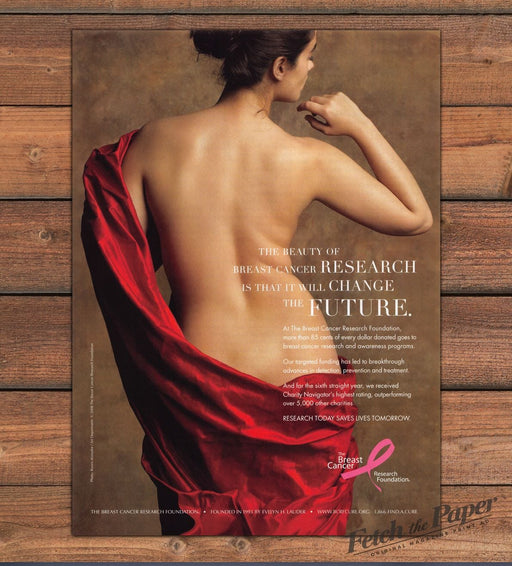 Breast Cancer Research Foundation 2000s Print Advertisement Ad 2009 Bare Back