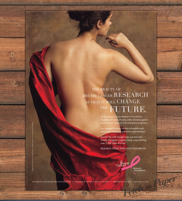 Breast Cancer Research Foundation 2000s Print Advertisement Ad 2009 Bare Back