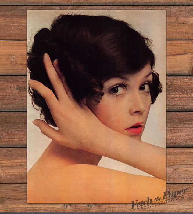 Brunette Woman Hand In Hair Bare Shoulder Close-Up Magazine Photo 1968 1960s