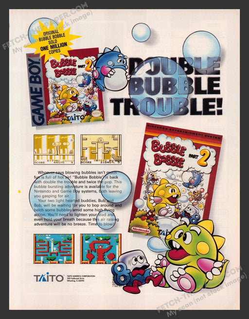 Bubble Bobble Part 2 Video Game 1990s Print Advertisement Ad 1993