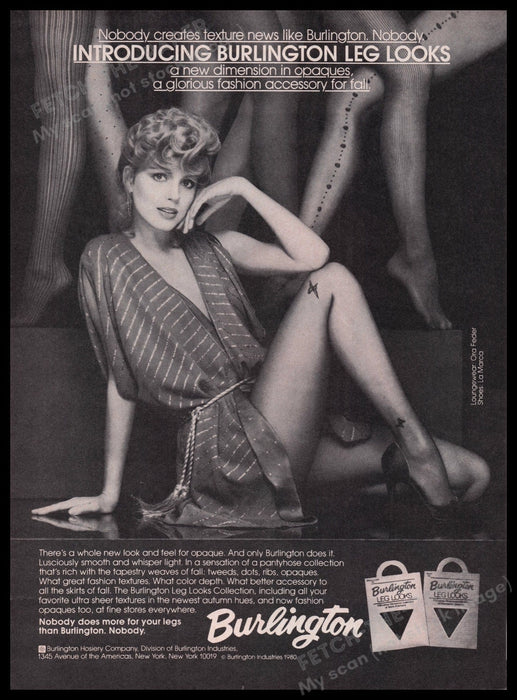Burlington Leg Looks Hosiery 1980s Print Advertisement Ad 1980 Fetch the Paper!