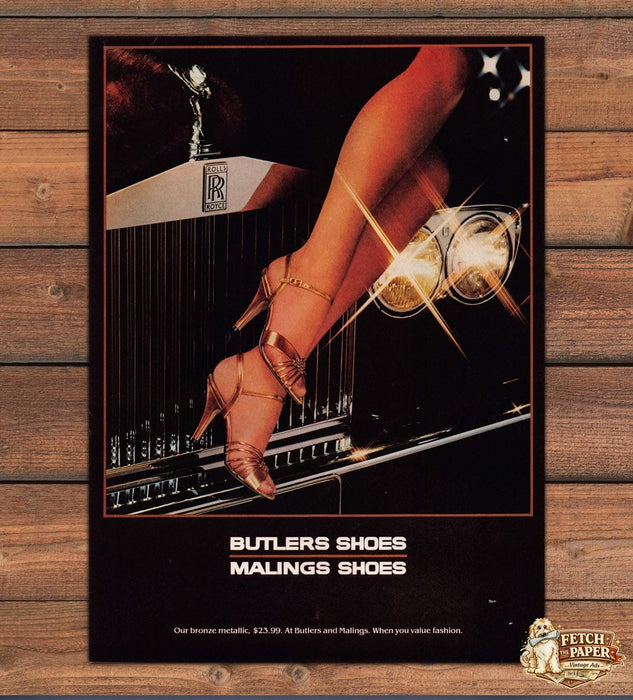 Butlers Malings Shoes Rolls Royce Legs Heels Print Ad 1981 1980s