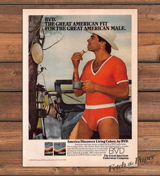 BVD Men's Underwear 1980s Print Advertisement Ad 1980 "Great American Male"
