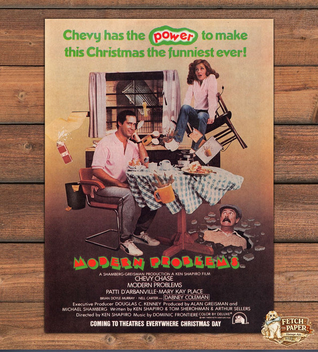 Modern Problems Movie Chevy Chase Christmas Film Magazine Print Ad 1981 1980s