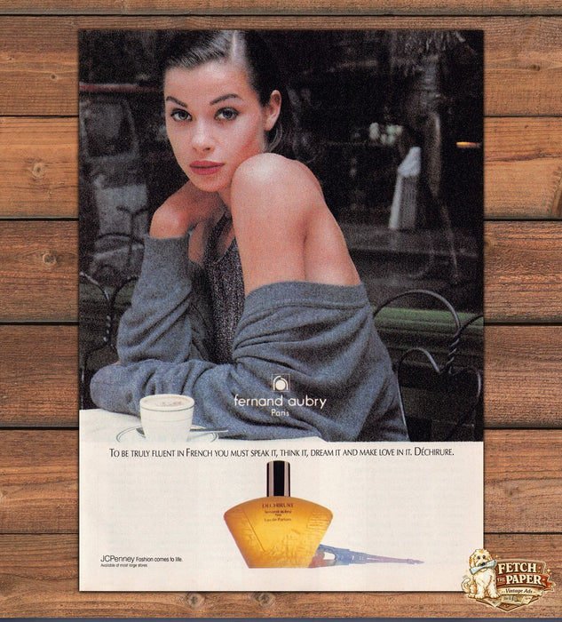 Fernand Aubry Dechirure Perfume Cafe Bare Shoulder Print Ad 1990 1990s