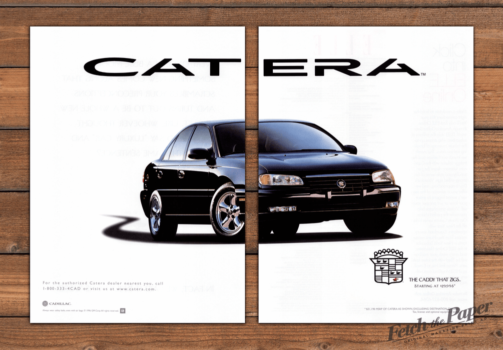 Cadillac Catera "The Caddy That Zigs" Luxury Sedan Print Ad 1997 1990s (2pgs)