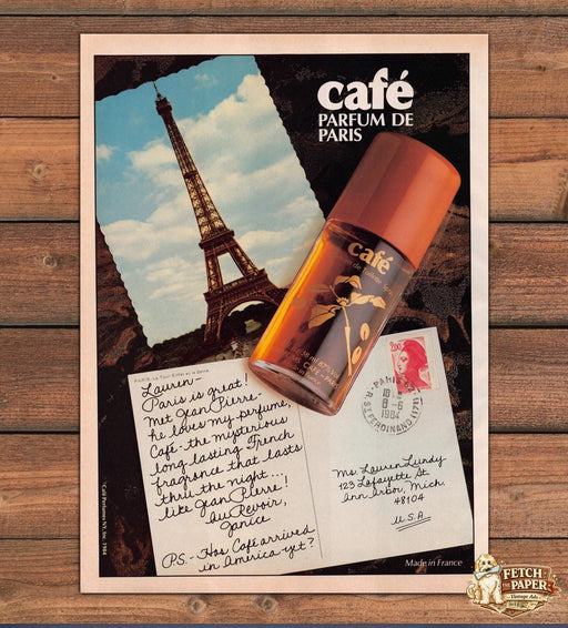 Cafe Parfum de Paris 1980s Print Ad 1984 Eiffel Tower (See Description)