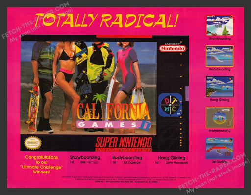 California Games Video Game 1990s Print Advertisement Ad 1993