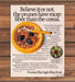 California Prune Board Prunes Bran Flakes Cereal Bowl Print Ad 1987 1980s