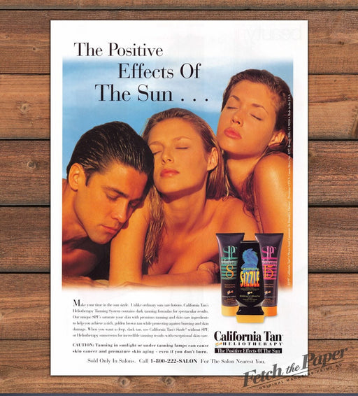 California Tan Heliotherapy Positive Effects Sun Bare Skin Print Ad 1997 1990s