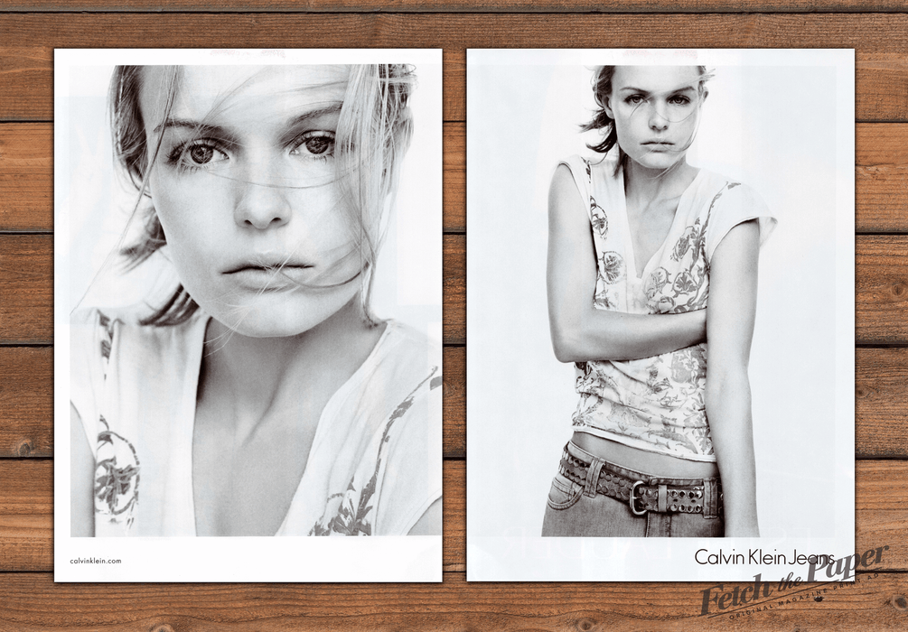 Calvin Klein Jeans Kate Bosworth Black White Model Print Ad 2008 2000s (2pgs)
