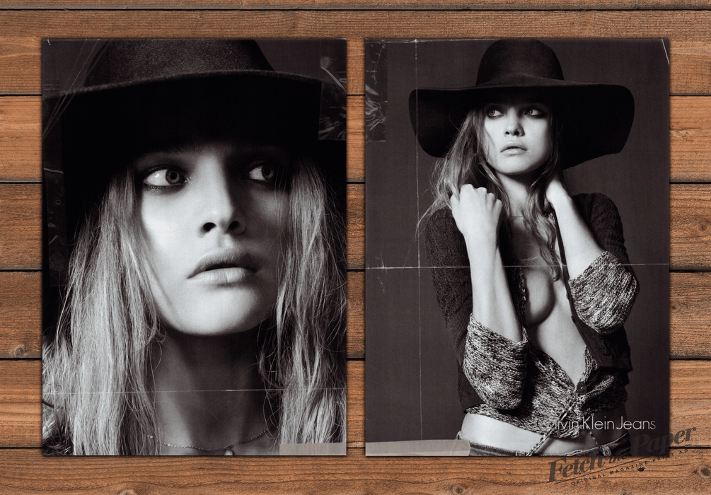 Calvin Klein Jeans Moody Bohemian Sultry Gaze Model Print Ad 2007 2000s (2pgs)