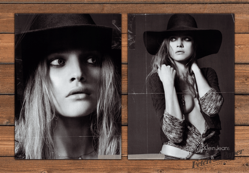 Calvin Klein Jeans Moody Bohemian Sultry Gaze Model Print Ad 2007 2000s (2pgs)
