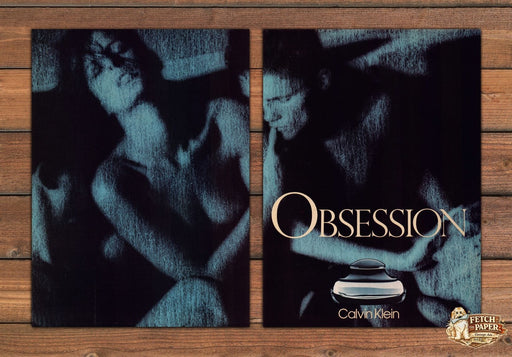 Calvin Klein Obsession 1980s Print Advertisement (2 pg) 1985 (Read description)