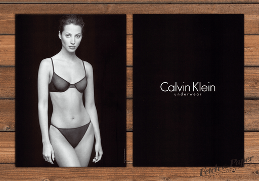 Calvin Klein Underwear Christy Turlington Bra Briefs Print Ad 1997 1990s (2pgs)