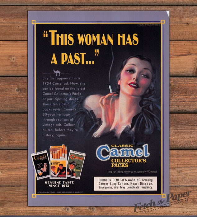 Camel Collector's Packs "This Woman Has a Past..." Glamour Print Ad 1995 1990s