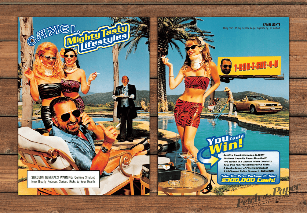 Camel Lights Mighty Tasty Lifestyles Neck Braces Print Ad 1998 1990s (2pgs)
