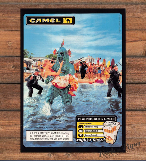 Camel Lights "Mighty Tasty!" Retro Sci-Fi Sea Creature Print Ad 1999 1990s