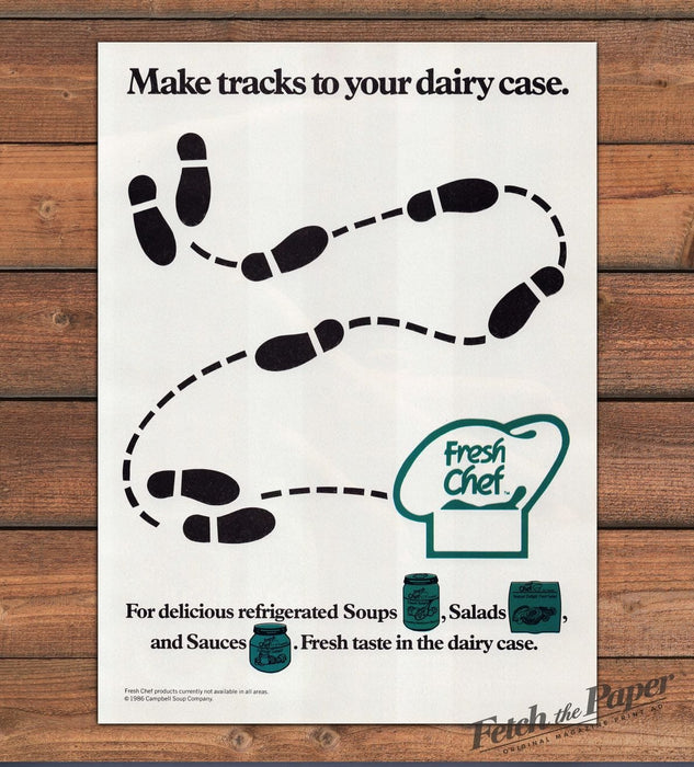 Campbell's Fresh Chef Soup Footprints to Dairy Case Print Ad 1986 1980s