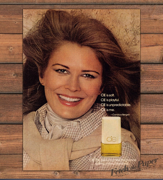 Candice Bergen CIE Perfume Soft Playful Unpredictable Print Ad 1977 1970s