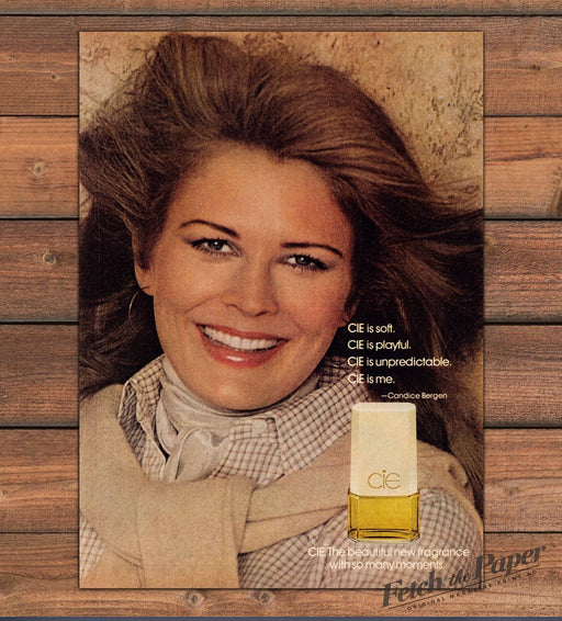 Candice Bergen CIE Perfume Soft Playful Unpredictable Print Ad 1977 1970s