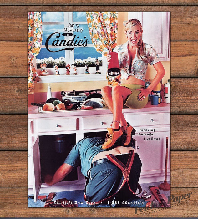 Candie's Jenny McCarthy Durango Boots Plumber Print Ad 1997 1990s